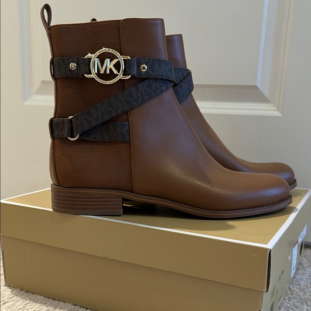 Michael Kors Brown Leather Ankle Boots